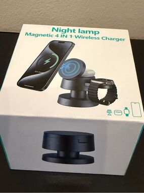 Magnetic 4-in-1 Wireless Charger Night Lamp - Black